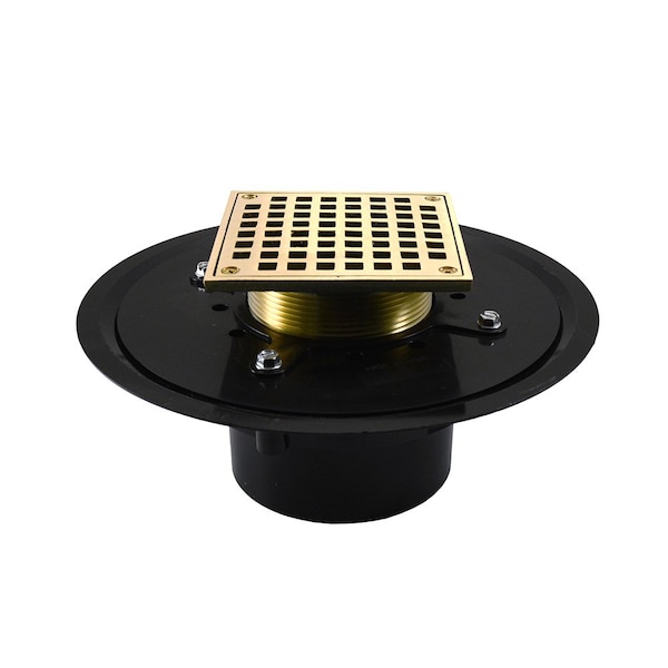 Jones Stephens 4in. Heavy Duty ABS Drain Base with 3-1/2in. Metal Spud and 5in. Nickel Bronze Strainer D51074 - main